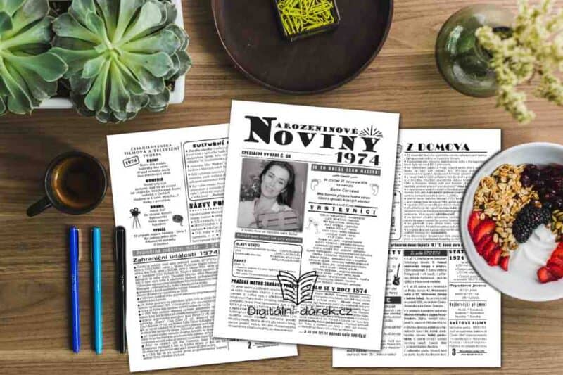 narozeninové noviny 1974 dárek k padesátinám