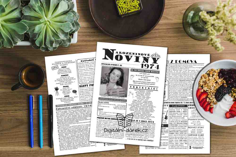 narozeninové noviny 1974 dárek k padesátinám