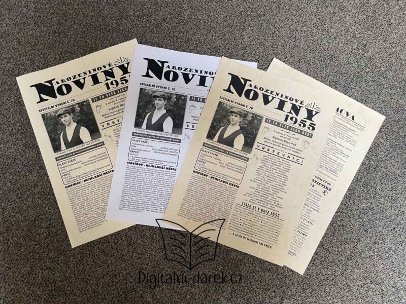 papír k tisku novin narozeninové noviny, narozeninový plakát, křížovky