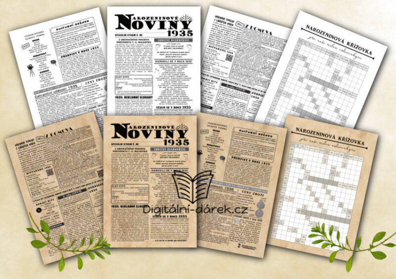 narozeninové noviny 1935 s křížovkou ihned ke stažení