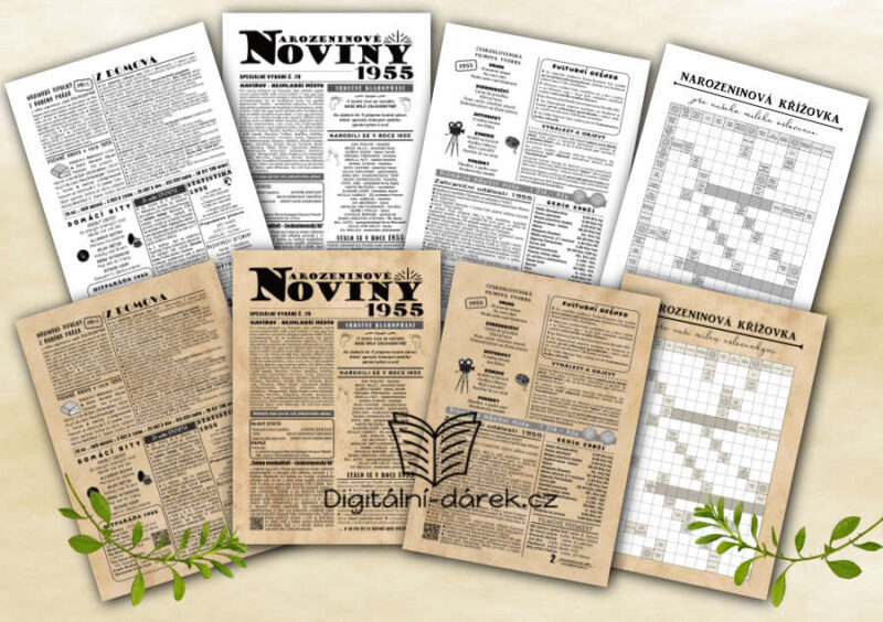 narozeninové noviny 1955 s křížovkou ihned ke stažení