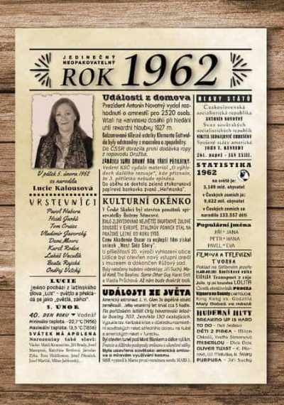 narozeninové noviny 1962